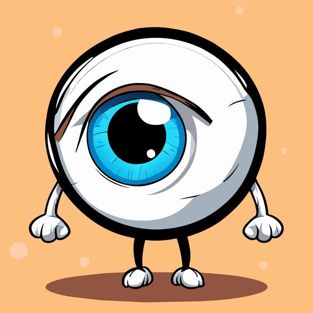 Eyeball hand drawn flat stylish mascot cartoon character drawing sticker icon concept isolated