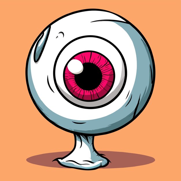Вектор Глазный шар, нарисованный рукой, плоский стильный талисман, рисунок персонажа мультфильма, наклейка, икона, концепция изолирована