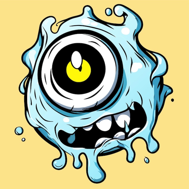 Vector eyeball hand drawn flat stylish mascot cartoon character drawing sticker icon concept isolated