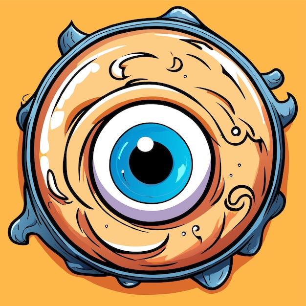 Vector eyeball hand drawn flat stylish mascot cartoon character drawing sticker icon concept isolated