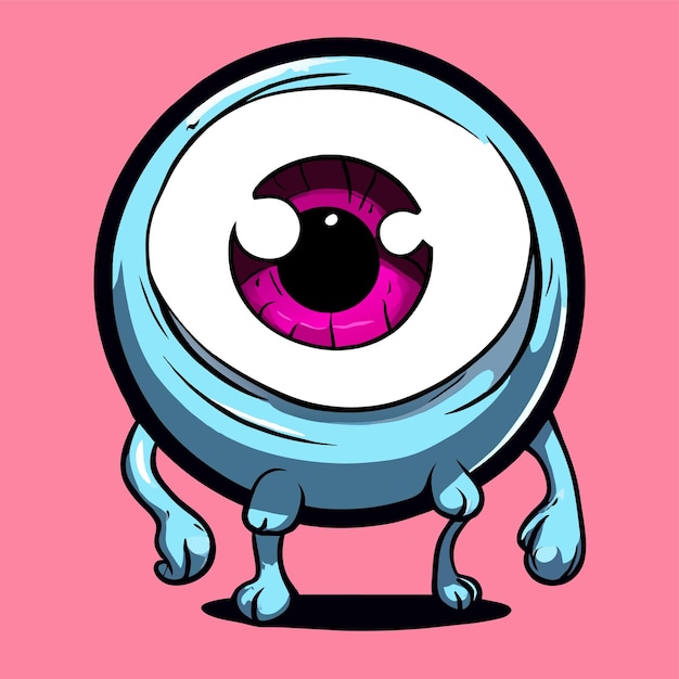 Vector eyeball hand drawn flat stylish mascot cartoon character drawing sticker icon concept isolated