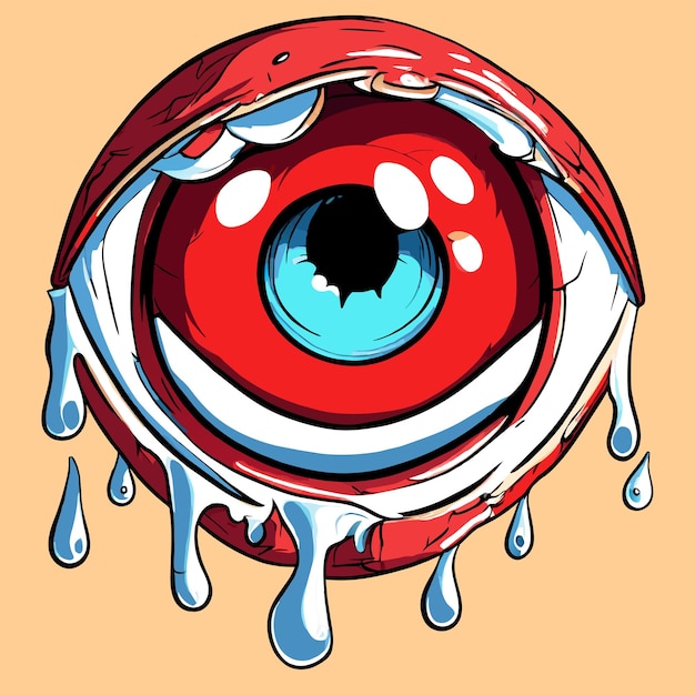 Vector eyeball hand drawn flat stylish mascot cartoon character drawing sticker icon concept isolated