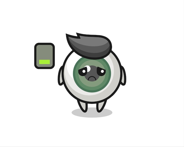 eyeball mascot character doing a tired gesture , cute style design for t shirt, sticker, logo element