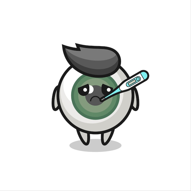 Eyeball mascot character with fever condition , cute style design for t shirt, sticker, logo element