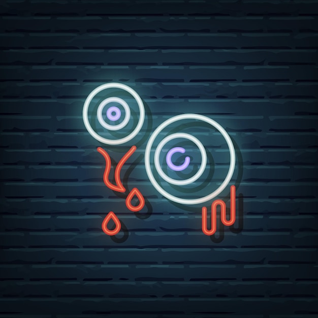 Eyeball Neon Sign Vector Elements