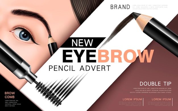 Vector eyebrow pencil and mascara ad