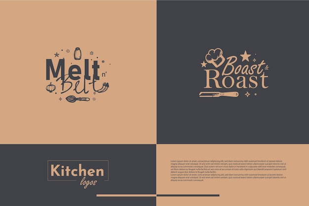 Vector eyecatching kitchen quotes logo template bundle branding classic style