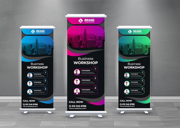 Eyecatchingvibrant and versatile rollup banners design template