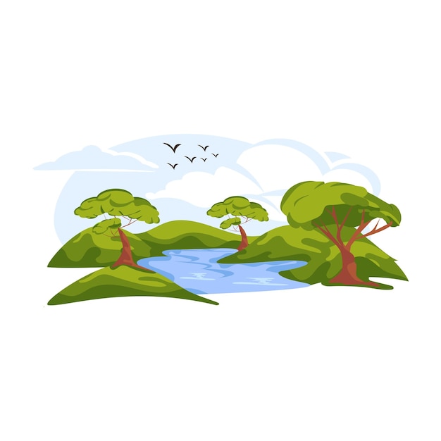 Vector an eyecatchy scene of tropical landscape flat illustration