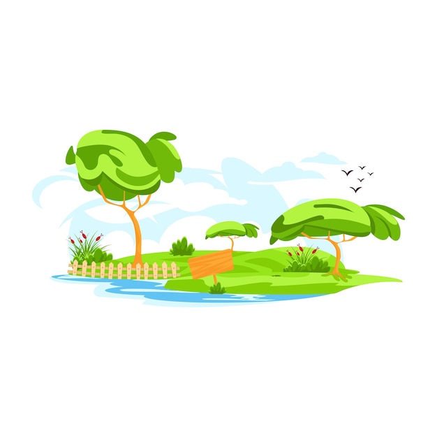 An eyecatchy scene of tropical landscape flat illustration