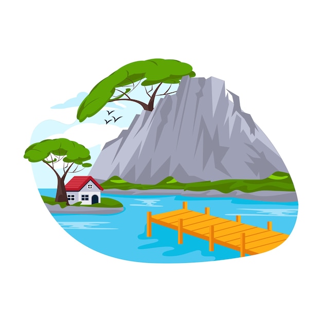 Vector an eyecatchy scene of tropical landscape flat illustration