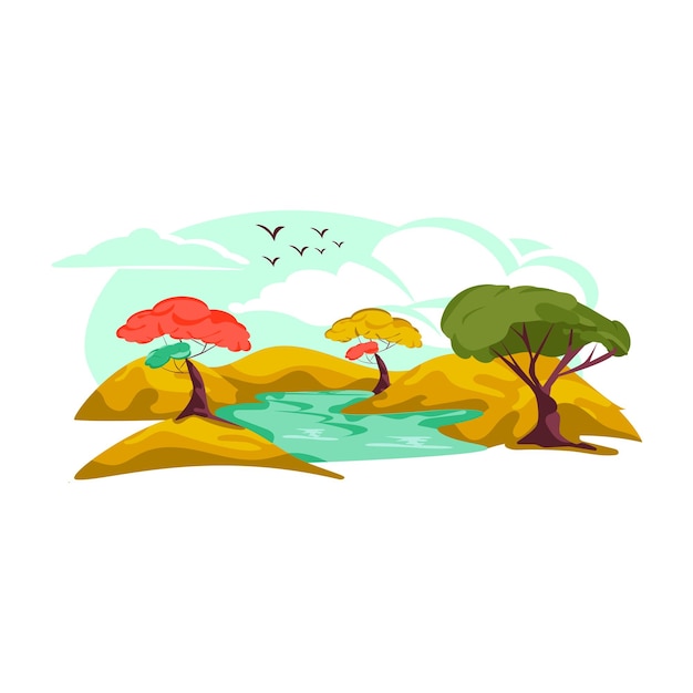 An eyecatchy scene of tropical landscape flat illustration