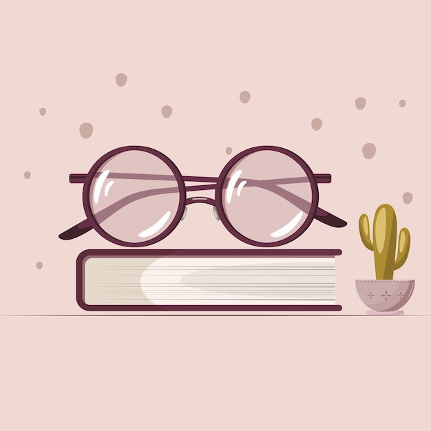 Vector eyeglasses for reading. book lover, bibliophile, education concept. isolated vector illustration.