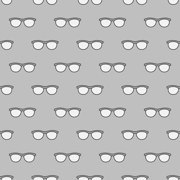 Eyeglasses seamless gray pattern - vector background