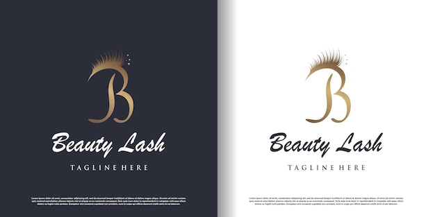 Eyelash beauty logo with letter b style premium vector