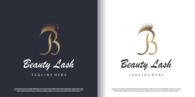 Vector eyelash beauty logo with letter b style premium vector