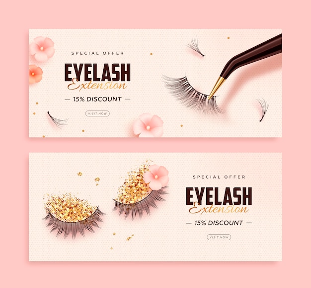 Eyelash extension banner set