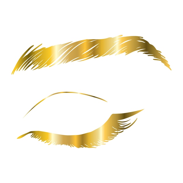 Eyelash extension logo Makeup with gold glitter Vector illustration