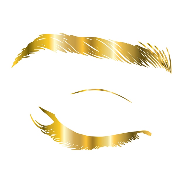 Eyelash extension logo makeup with gold glitter vector illustration