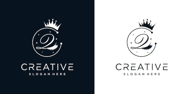 Креативная концепция логотипа ресниц с буквой z premium векторы