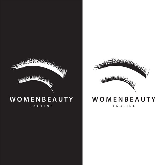 眉毛のロゴ 女性の眼の美容室 ラインモデルベクトルテンプレートアイコンでシンプルなデザイン