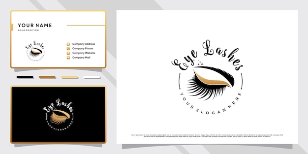 Eyelashes extension logo inspiration with modern concept and business card design Premium Vector