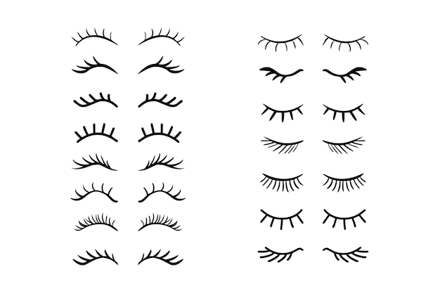 Eyelashes for girls simple illustrations set drawn