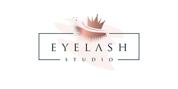 Vector eyelashes icon logo design with beauty queen element style premium vector