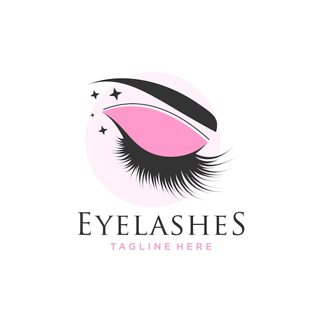 Eyelashes logo icon with modern beauty concept design premium vector