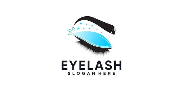 Eyelashes logo icon with modern beauty concept design premium vector