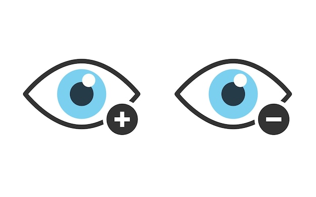 Eyes check with minus and plus sign icon isolated