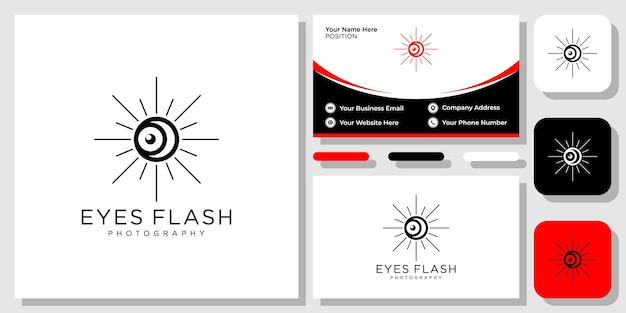 Eyes Flash Photography light camera lens photo with business card template