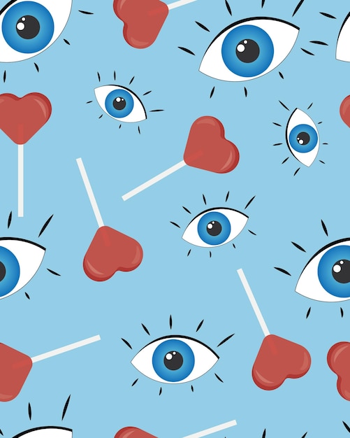 eyes and lollipop seamless pattern wallpaper background