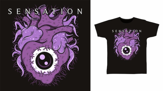 Vector eyes of the heart t-shirt kunst mode ontwerpen.