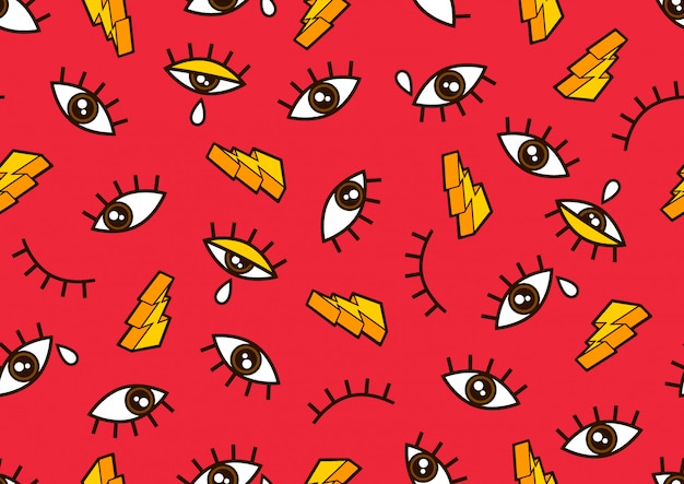 Eyes Seamless pattern, Minimal geometric background for for fashion clothes and Comic style.