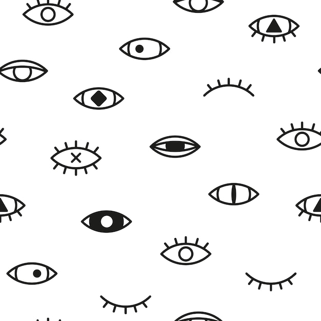 Eyes seamless vector pattern Memphis design Fashion style 8090s