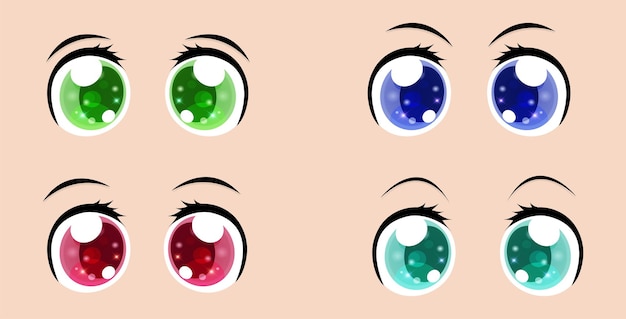 Eyes set  in anime style	.