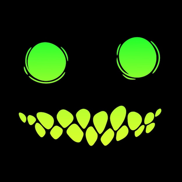 Eyes and smile of a monster on a black background