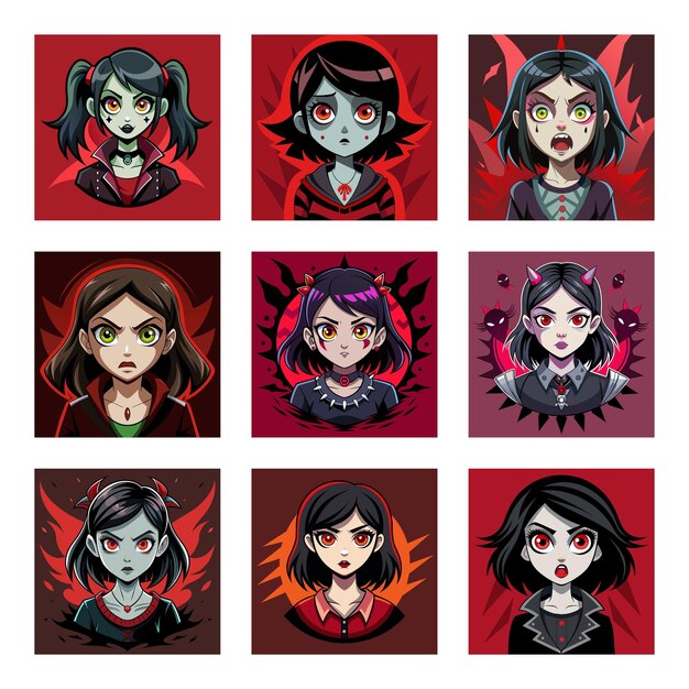 Vector eyes of terror attitude horror girl design