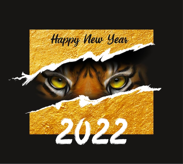 Vector eyes of a tiger on a black background tiger the symbol of the new year