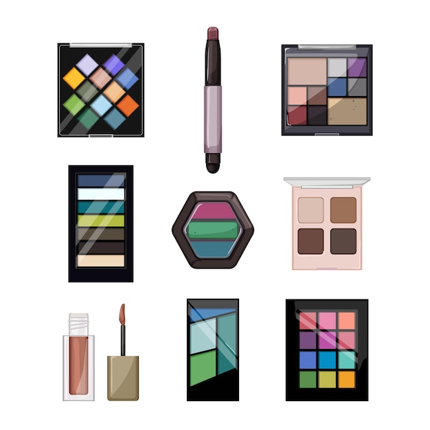 Vector eyeshadow beauty set cartoon vector illustration