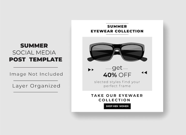 Eyewear fashion social media banner design template post sunglasses sale post banner