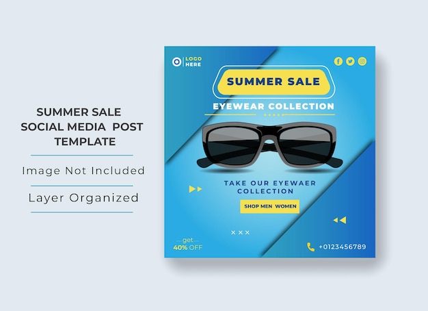 Eyewear sale social media post Summer sale banner