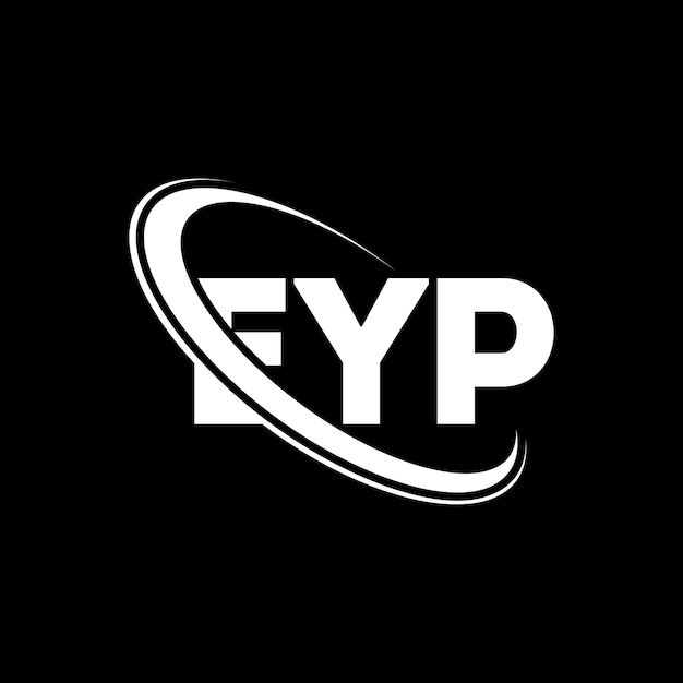 ベクトル eyp ロゴ: eyp 文字 eyp 字母 ロゴデザイン イニシャル eyp 円と大文字のモノグラムでリンクされたロゴ eyp テクノロジービジネスと不動産ブランドのタイポグラフィー