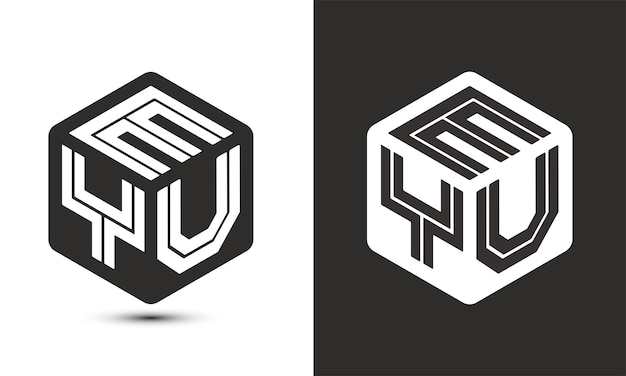 EYU letter logo ontwerp met illustrator kubus logo vector logo moderne alfabet lettertype overlapstijl