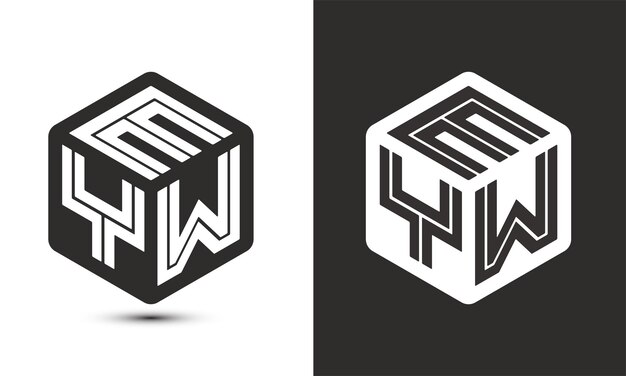 Vector eyw letter logo design with illustrator cube logo vector logo modern alphabet font overlap style