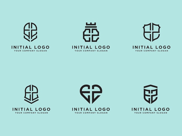 Ez logo установите современный графический дизайн, вдохновляющий дизайн логотипа для всех компаний. -векторы