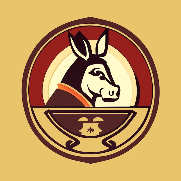 ezels restaurant logo Chinese elementen vector illustratie plat