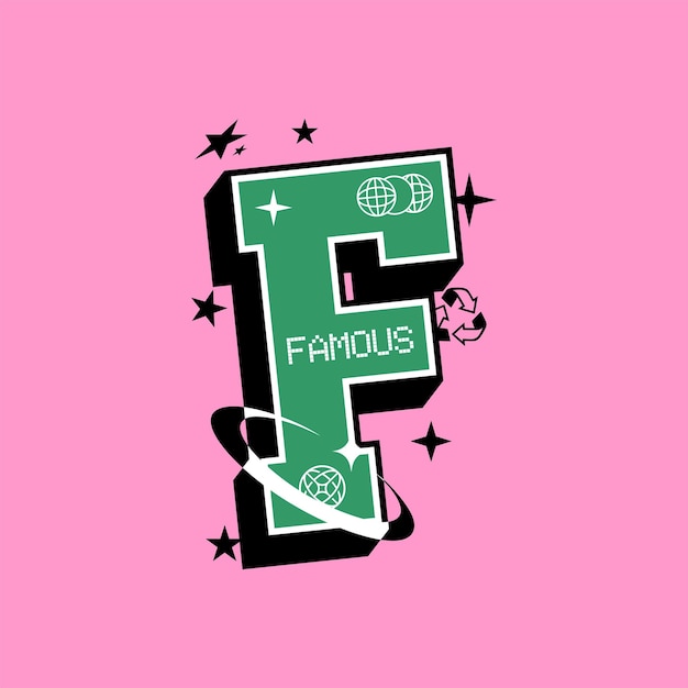 F alphabet famous simple vintage fashion