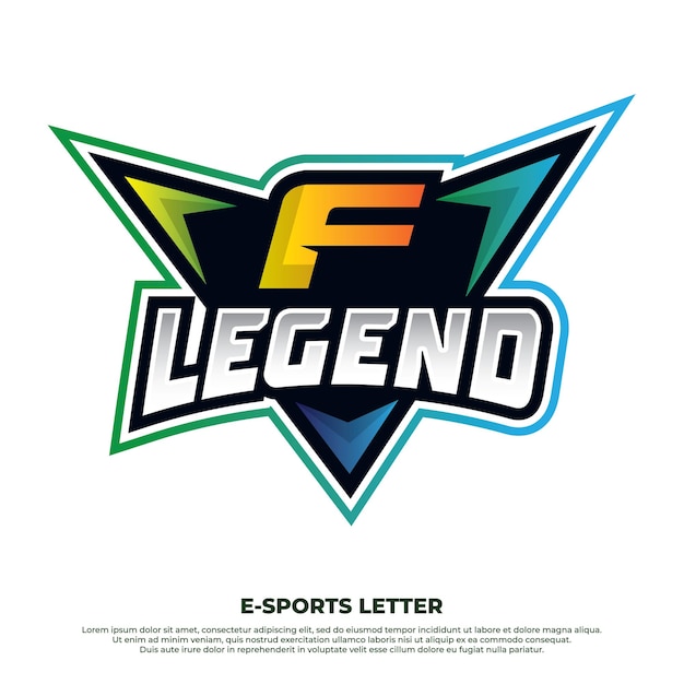 F beginletter esport logo afbeelding ontwerp gaming eerste mascotte logo esport team logo ideeën